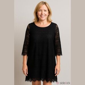Avenue Plus Size Crochet Bell Sleeve Dress